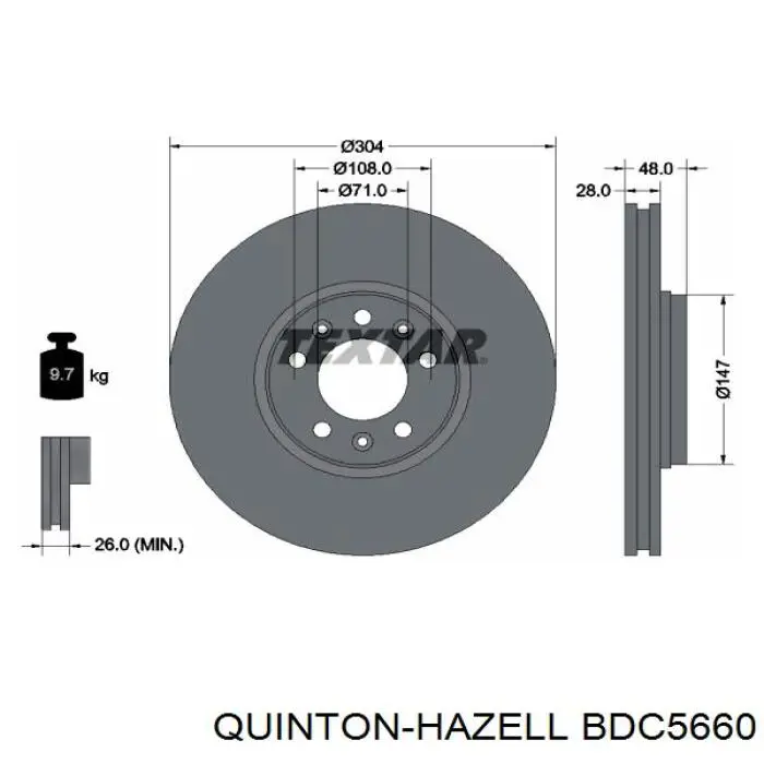 Compre BDC5660 QUINTON HAZELL Disco do freio dianteiro
