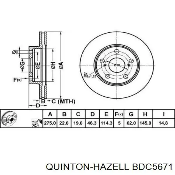 Передний тормозной диск QUINTON HAZELL BDC5671
