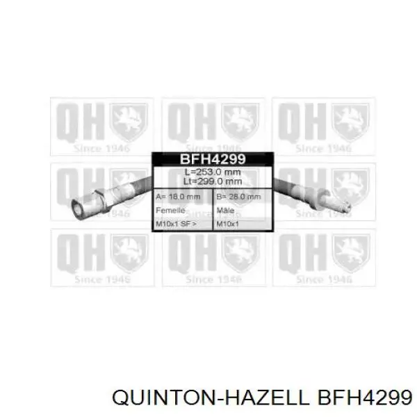 Шланг тормозной задний левый BFH4299 QUINTON HAZELL