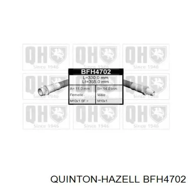 Шланг тормозной передний QUINTON HAZELL BFH4702