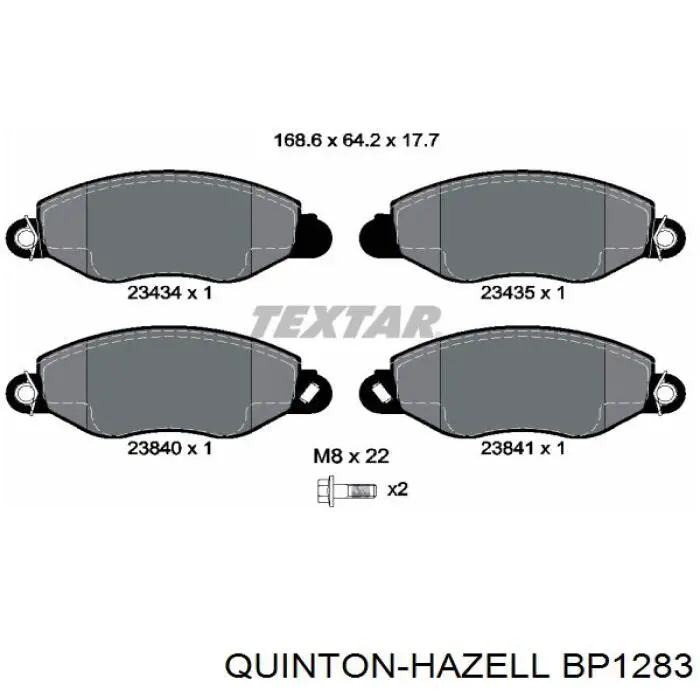 BP1283 QUINTON HAZELL Колодки передние
