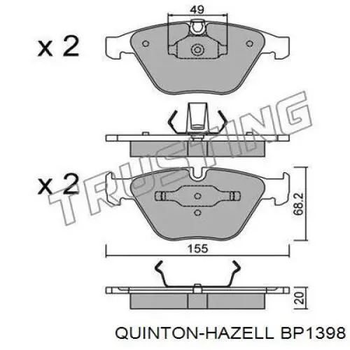 Купить BP1398 QUINTON HAZELL Колодки тормозные
