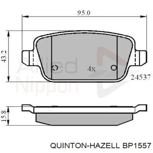 BP1557 QUINTON HAZELL Колодки тормозные дисковые комплект