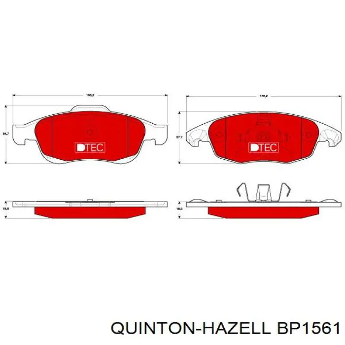 Передние тормозные колодки BP1561 QUINTON HAZELL