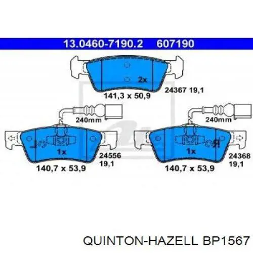 Задние дисковые колодки QUINTON HAZELL BP1567