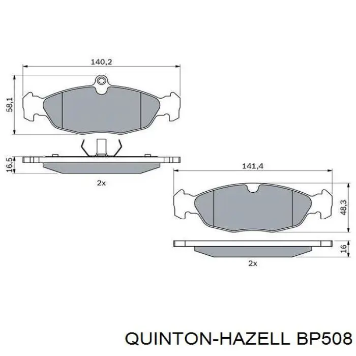 Задние тормозные колодки BP508 QUINTON HAZELL