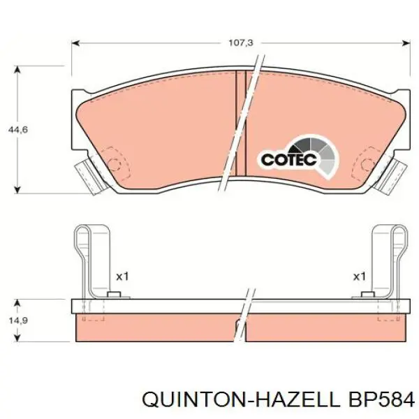 Передние тормозные колодки BP584 QUINTON HAZELL
