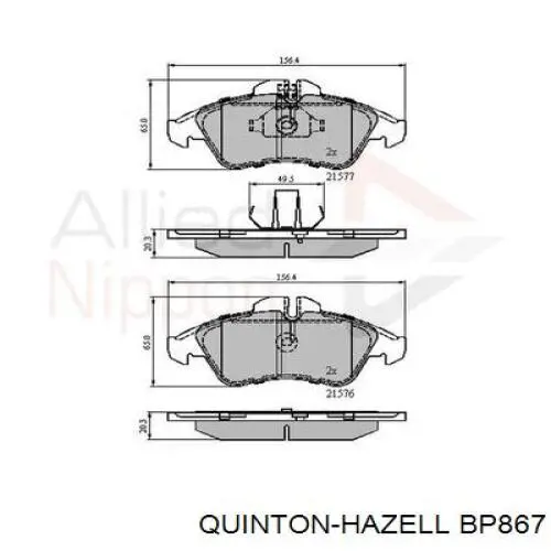 Купить BP867 QUINTON HAZELL Колодки тормозные