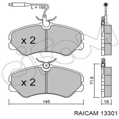 13301 Raicam колодки тормозные передние дисковые