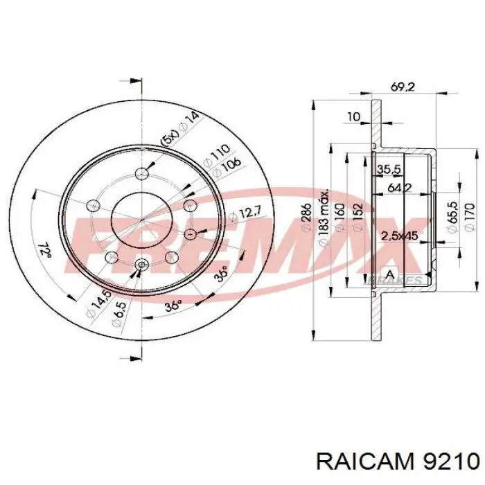 9210 Raicam колодки тормозные задние дисковые