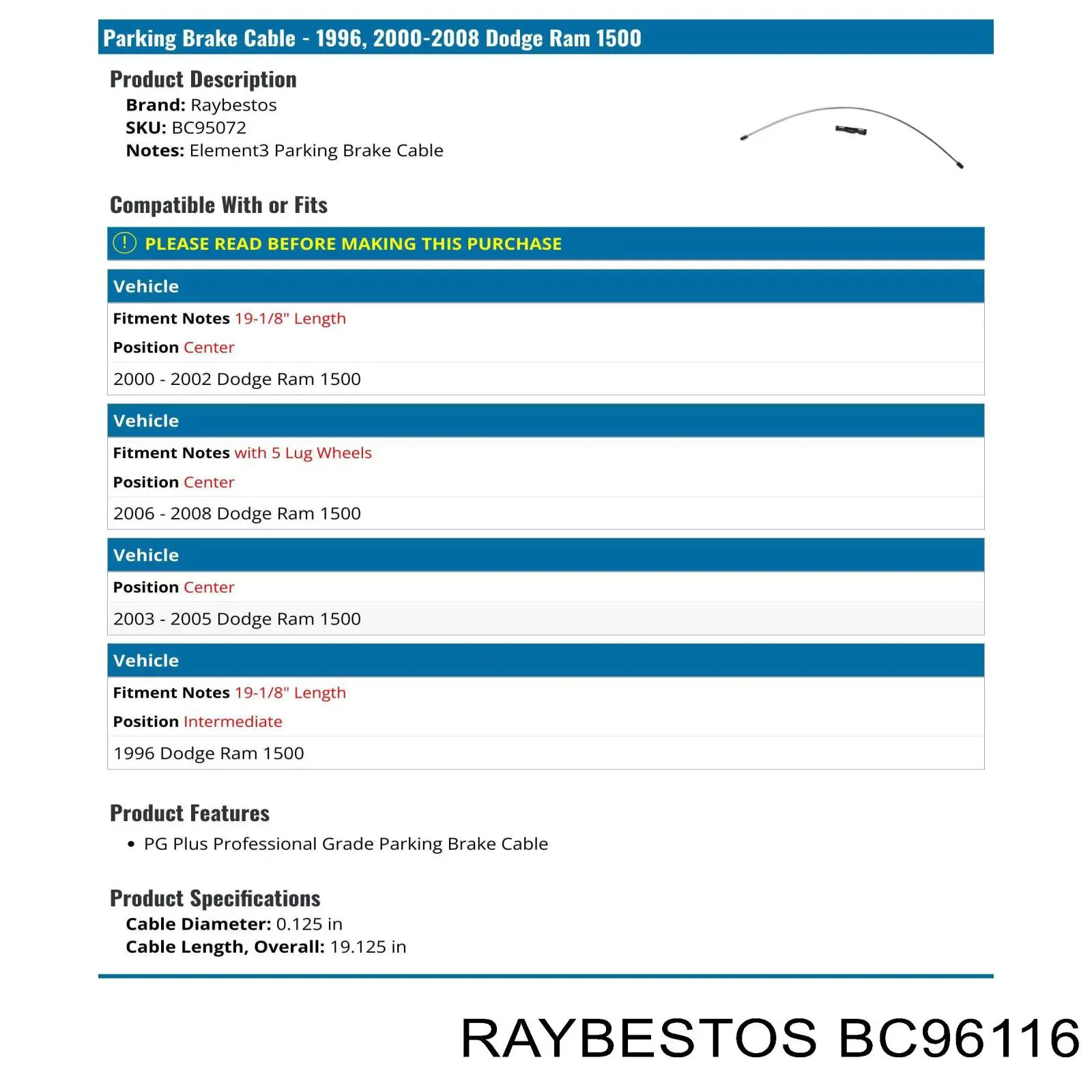  BC96116 Raybestos