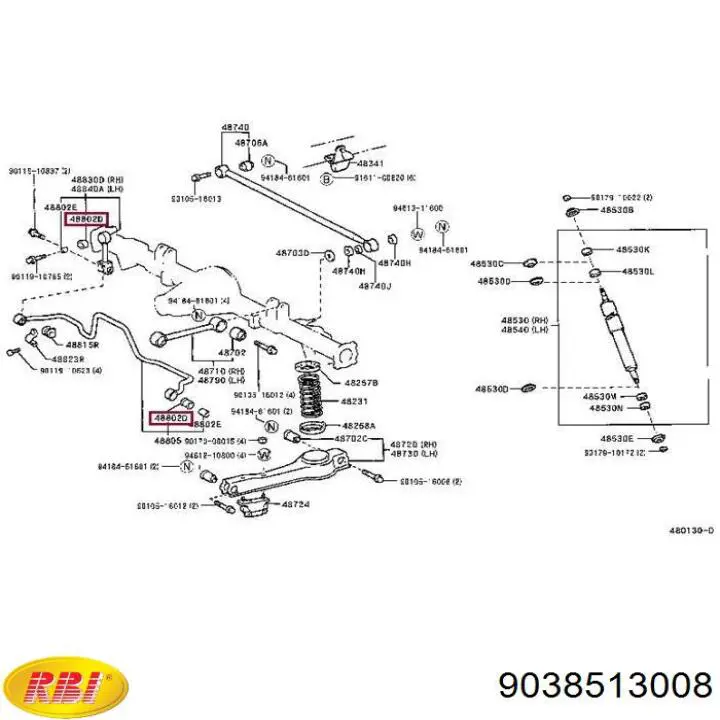 Втулка стойки заднего стабилизатора 9038513008 RBI