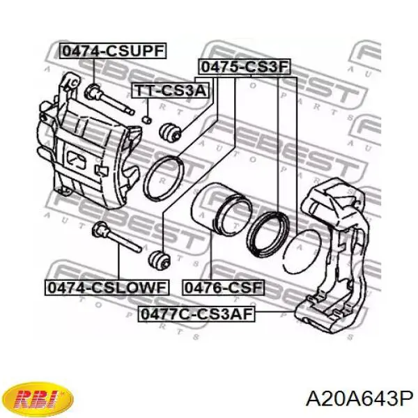 Ремкомплект переднего суппорта A20A643P RBI