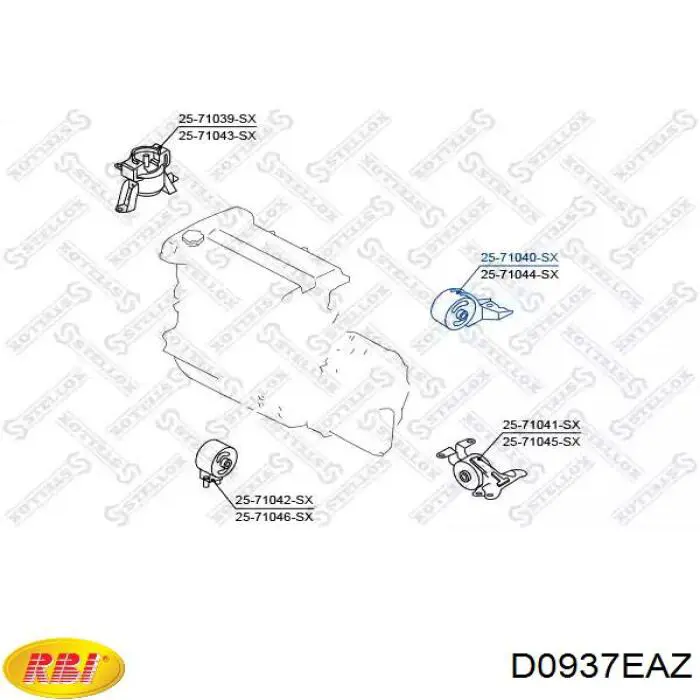 D0937EAZ RBI coxim (suporte traseiro de motor)