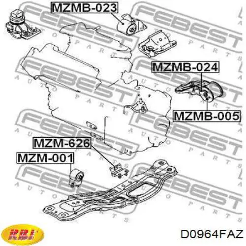 D0964FAZ RBI Подушка передней опоры двигателя