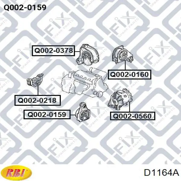 D1164A RBI Подушка (опора) двигателя, нижняя