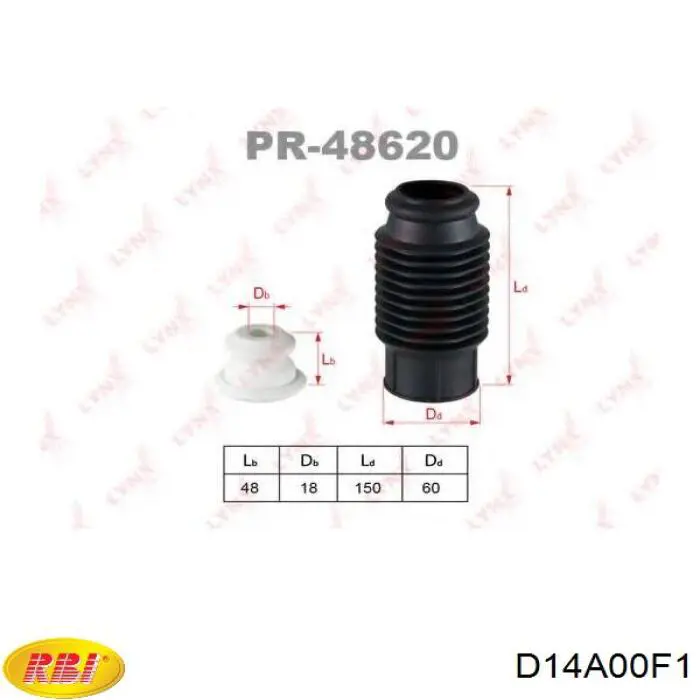 D14A00F1 RBI bota de proteção de amortecedor dianteiro