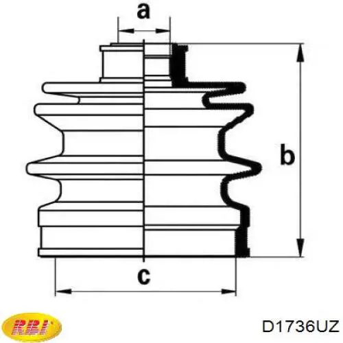 Fuelle, árbol de transmisión delantero exterior D1736UZ RBI