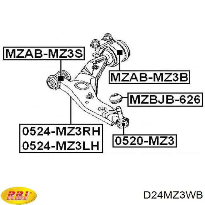 Сайлентблок передней подвески RBI D24MZ3WB цена, от 15.22 USD