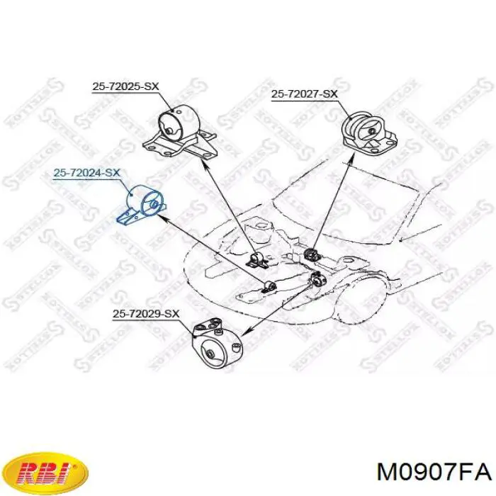 M0907FA RBI Подушка передней опоры двигателя