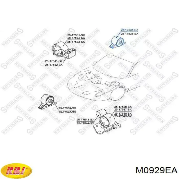 Задняя опора двигателя M0929EA RBI