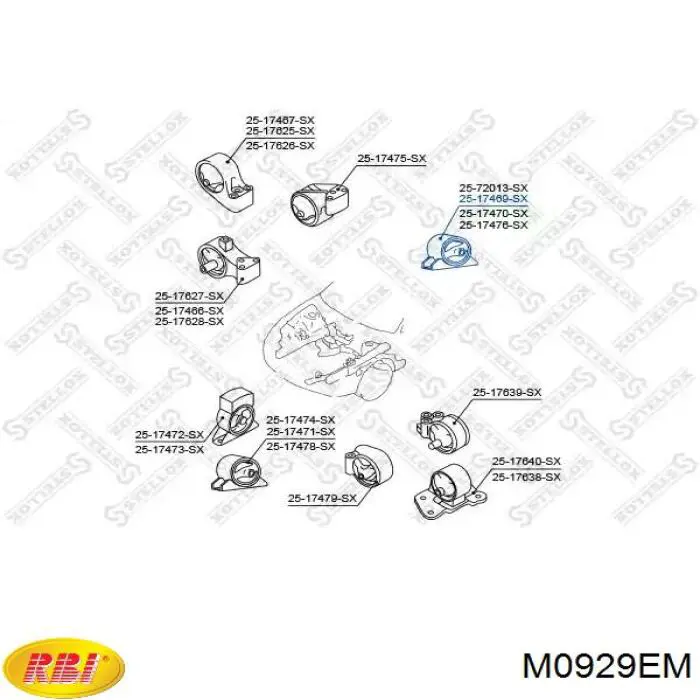 Купить M0929EM RBI Гидроопора двигателя задняя