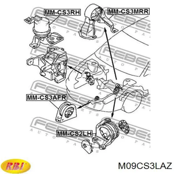 Левая подушка двигателя M09CS3LAZ RBI