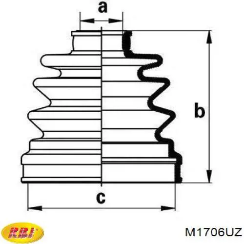 Fuelle, árbol de transmisión delantero interior M1706UZ RBI