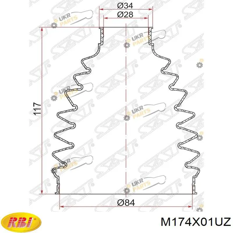 Пыльник ШРУСа наружный M174X01UZ RBI