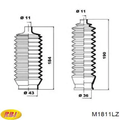 Пыльник рулевого механизма (рейки) правый M1811LZ RBI
