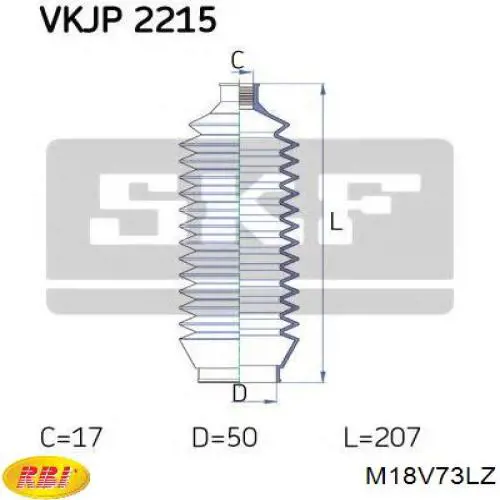 M18V73LZ RBI Чехол рулевой рейки правый