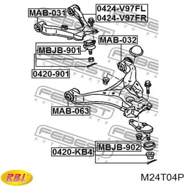Сайлентблок верхнего рычага передней подвески RBI M24T04P цена, от 9.36 USD