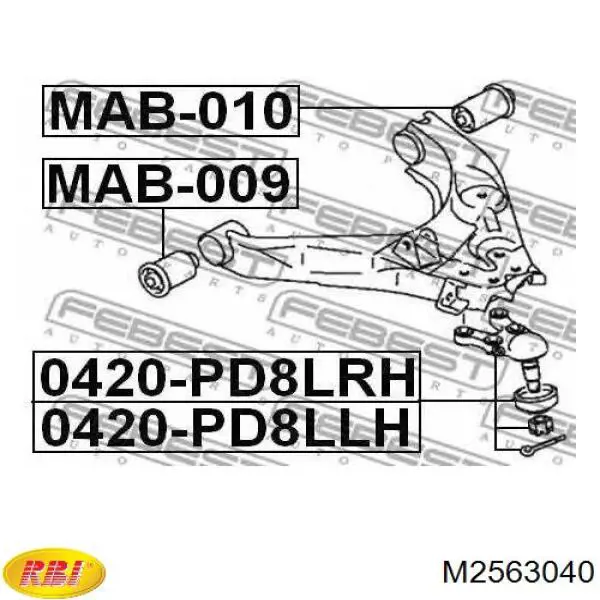 Сайлентблок передней подвески RBI M2563040 цена, от 9.69 USD