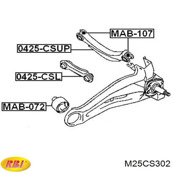 Сайлентблок тяги поперечної, задньої підвіски M25CS302 RBI