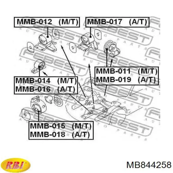 MB844258 RBI Подушка передней опоры двигателя