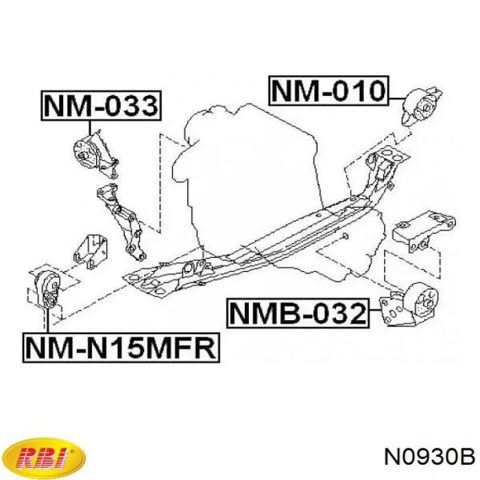 N0930B RBI подушка (опора двигателя передняя)