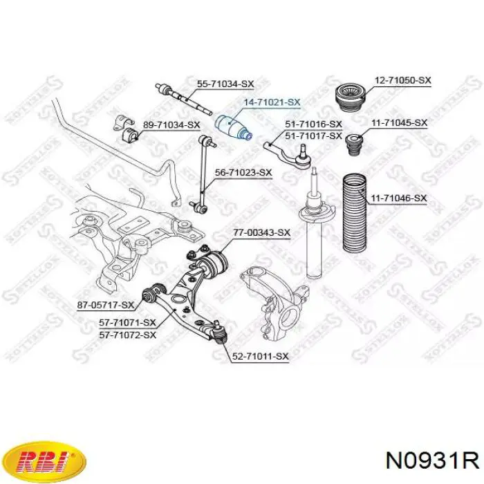 N0931R RBI Правая подушка двигателя