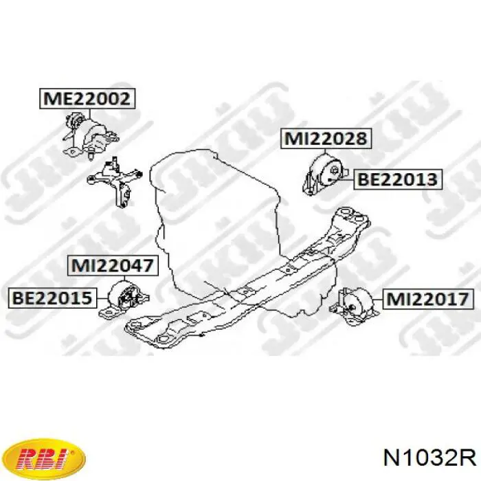 Правая подушка двигателя N1032R RBI
