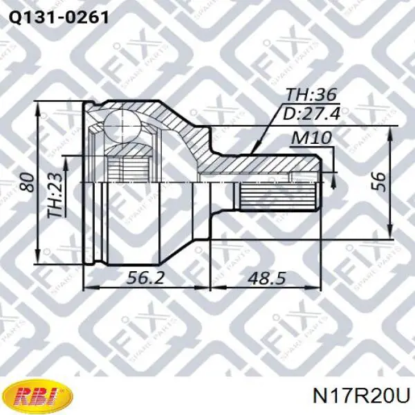 Купить N17R20U RBI Пыльник гранаты наружный, передний