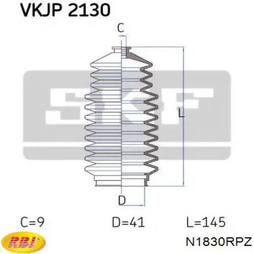 N1830RPZ RBI пыльник рулевого механизма (рейки правый)