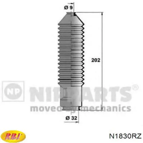 N1830RZ RBI пыльник рулевого механизма (рейки правый)