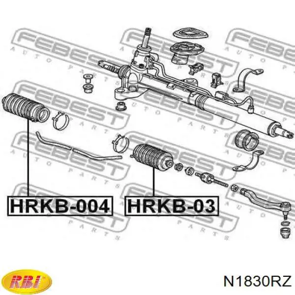 N1830RZ RBI Пыльник рулевого механизма/рейки, правый