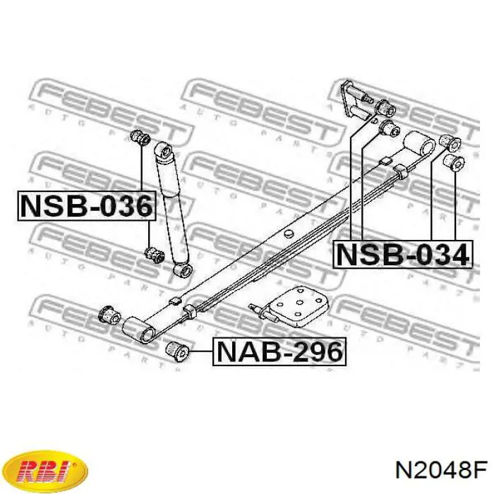 N2048F RBI Сайлентблок задней рессоры, передний