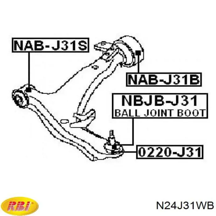 Сайлентблок передней подвески RBI N24J31WB цена, от 14.26 USD