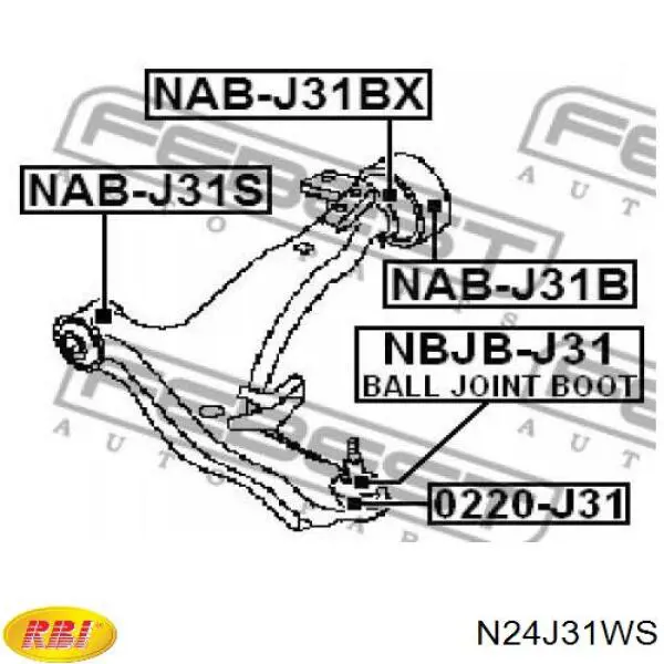 Сайлентблок переднего нижнего рычага N24J31WS RBI