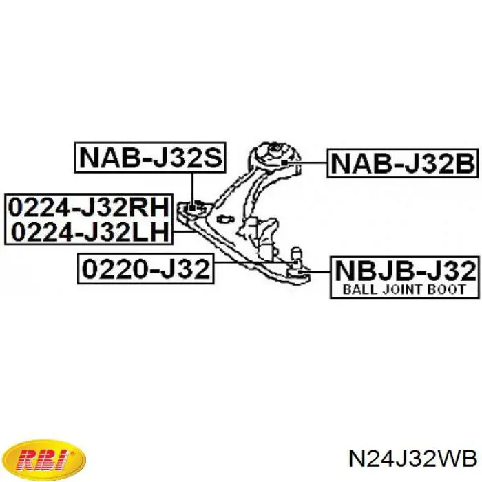 Сайлентблок переднего нижнего рычага N24J32WB RBI