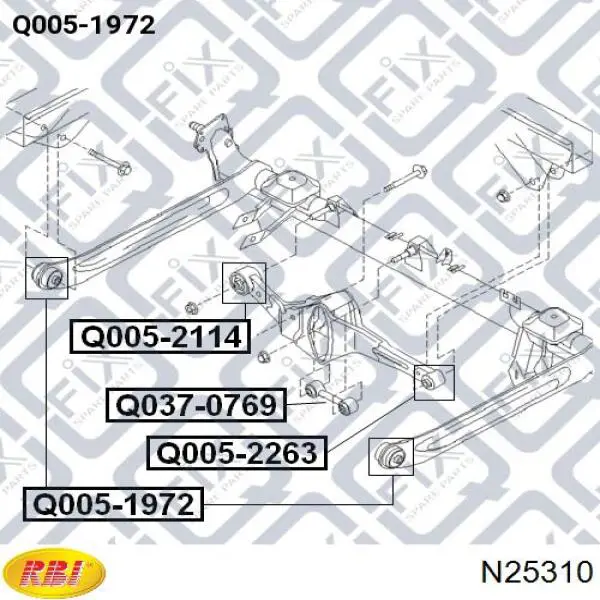 Сайлентблок задней балки (подрамника) N25310 RBI