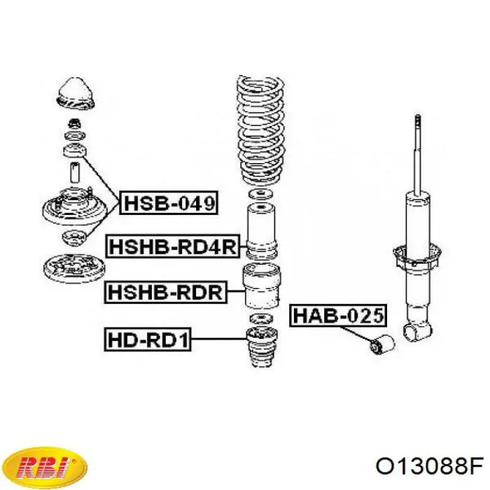 Silentblock de amortiguador delantero O13088F RBI