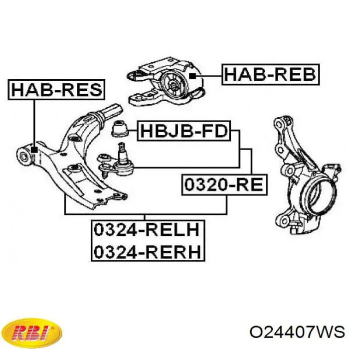 O24407WS RBI Сайлентблок нижнего переднего рычага