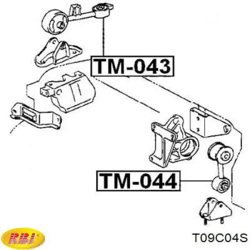 Подушка (опора) двигателя верхняя (сайлентблок) T09C04S RBI